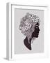 Hand Drawn Beautiful Artwork of a Girl Head with Decorative Hair and Romantic Flowers on Her Head.-Katja Gerasimova-Framed Art Print