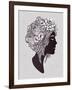 Hand Drawn Beautiful Artwork of a Girl Head with Decorative Hair and Romantic Flowers on Her Head.-Katja Gerasimova-Framed Art Print
