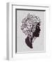 Hand Drawn Beautiful Artwork of a Girl Head with Decorative Hair and Romantic Flowers on Her Head.-Katja Gerasimova-Framed Art Print