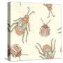 Hand Drawn Beetles Seamless Pattern. Insect Collection. Can Be Used for for Postcard, T-Shirt, Fabr-Olga Donskaya-Stretched Canvas
