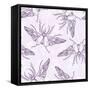 Hand Drawn Beetles Seamless Pattern with Flowers. Insect Collection. Can Be Used for for Postcard,-Olga Donskaya-Framed Stretched Canvas