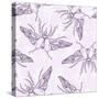 Hand Drawn Beetles Seamless Pattern with Flowers. Insect Collection. Can Be Used for for Postcard,-Olga Donskaya-Stretched Canvas