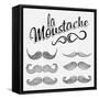 Hand Drawn Black Mustache Set-Melindula-Framed Stretched Canvas