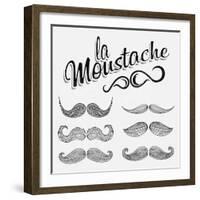 Hand Drawn Black Mustache Set-Melindula-Framed Art Print