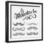 Hand Drawn Black Mustache Set-Melindula-Framed Art Print