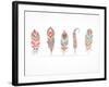 Hand Drawn Bohemian, Tribal, Ethnic Feathers. Colorful Set-Marish-Framed Art Print