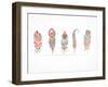 Hand Drawn Bohemian, Tribal, Ethnic Feathers. Colorful Set-Marish-Framed Art Print