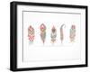 Hand Drawn Bohemian, Tribal, Ethnic Feathers. Colorful Set-Marish-Framed Art Print