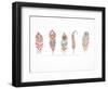 Hand Drawn Bohemian, Tribal, Ethnic Feathers. Colorful Set-Marish-Framed Art Print