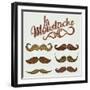 Hand Drawn Brown Mustache Set-Melindula-Framed Art Print