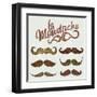 Hand Drawn Brown Mustache Set-Melindula-Framed Art Print