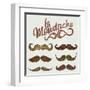 Hand Drawn Brown Mustache Set-Melindula-Framed Art Print