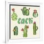 Hand Drawn Cactus Icons. Vector Illustration.-Maria Sem-Framed Art Print