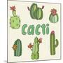 Hand Drawn Cactus Icons. Vector Illustration.-Maria Sem-Mounted Art Print