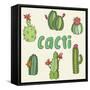 Hand Drawn Cactus Icons. Vector Illustration.-Maria Sem-Framed Stretched Canvas