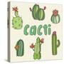 Hand Drawn Cactus Icons. Vector Illustration.-Maria Sem-Stretched Canvas