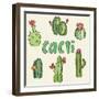 Hand Drawn Cactus Icons. Vector Illustration.-Maria Sem-Framed Art Print