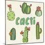 Hand Drawn Cactus Icons. Vector Illustration.-Maria Sem-Mounted Art Print