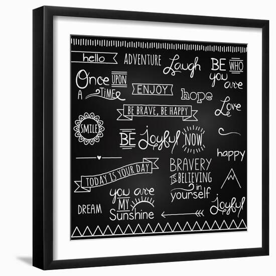 Hand Drawn Chalkboard Style Words, Quotes And Decoration-Pink Pueblo-Framed Art Print