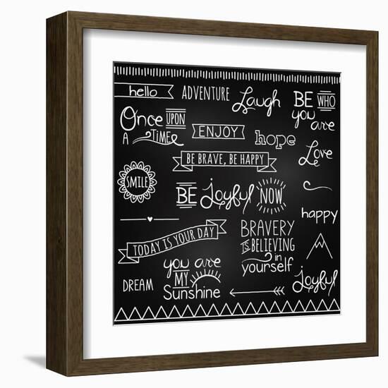 Hand Drawn Chalkboard Style Words, Quotes And Decoration-Pink Pueblo-Framed Art Print