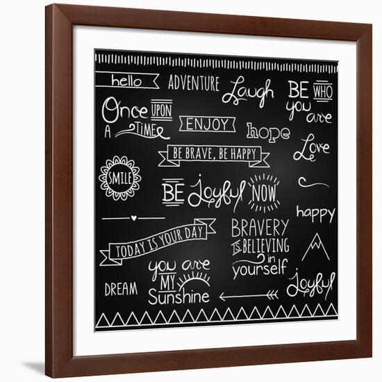 Hand Drawn Chalkboard Style Words, Quotes And Decoration-Pink Pueblo-Framed Art Print