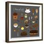 Hand Drawn Chocolate Products Isolated on Chalkboard. Cocoa, Chocolate Cake, Cupcake, Bundt, Ice Cr-Minur-Framed Art Print
