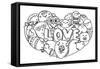 Hand Drawn Cute Monsters Form in Hearted Shape with the Letters LOVE for Printed Tee, Cards,Invitat-null-Framed Stretched Canvas