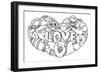 Hand Drawn Cute Monsters Form in Hearted Shape with the Letters LOVE for Printed Tee, Cards,Invitat-null-Framed Art Print