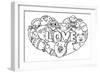 Hand Drawn Cute Monsters Form in Hearted Shape with the Letters LOVE for Printed Tee, Cards,Invitat-null-Framed Art Print