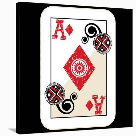 Hand Drawn Deck Of Cards, Doodle Ace Of Diamonds-Andriy Zholudyev-Stretched Canvas