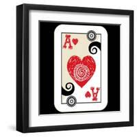 Hand Drawn Deck Of Cards, Doodle Ace Of Hearts-Andriy Zholudyev-Framed Art Print