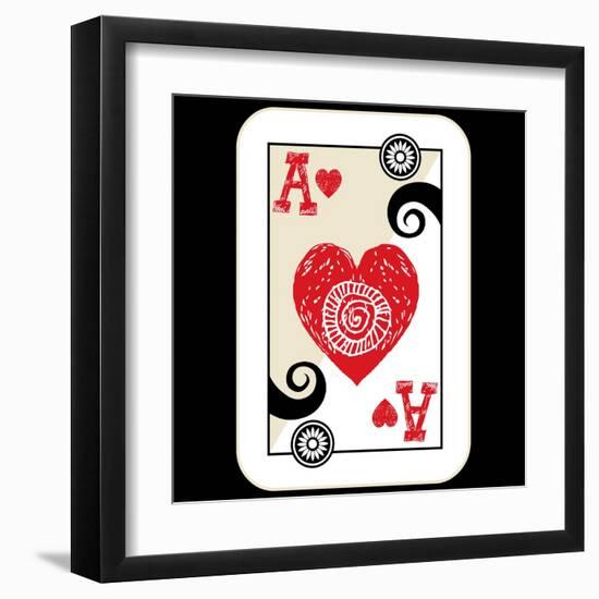 Hand Drawn Deck Of Cards, Doodle Ace Of Hearts-Andriy Zholudyev-Framed Art Print