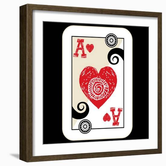 Hand Drawn Deck Of Cards, Doodle Ace Of Hearts-Andriy Zholudyev-Framed Art Print