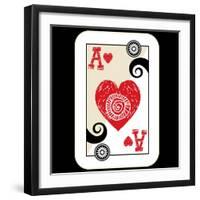 Hand Drawn Deck Of Cards, Doodle Ace Of Hearts-Andriy Zholudyev-Framed Art Print