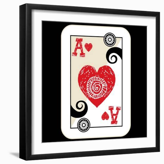 Hand Drawn Deck Of Cards, Doodle Ace Of Hearts-Andriy Zholudyev-Framed Art Print