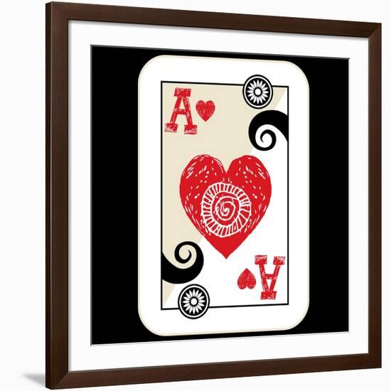 Hand Drawn Deck Of Cards, Doodle Ace Of Hearts-Andriy Zholudyev-Framed Art Print