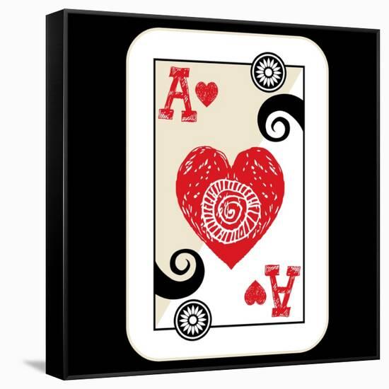 Hand Drawn Deck Of Cards, Doodle Ace Of Hearts-Andriy Zholudyev-Framed Stretched Canvas