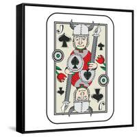 Hand Drawn Deck Of Cards, Doodle Jack Of Spades Isolated On White Background-Andriy Zholudyev-Framed Stretched Canvas