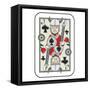 Hand Drawn Deck Of Cards, Doodle Jack Of Spades Isolated On White Background-Andriy Zholudyev-Framed Stretched Canvas