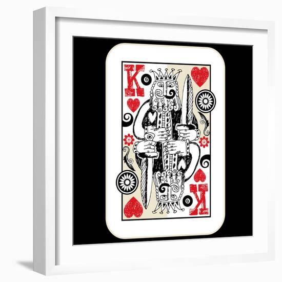 Hand Drawn Deck Of Cards, Doodle King Of Hearts-Andriy Zholudyev-Framed Art Print