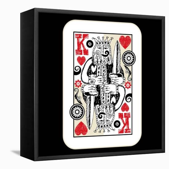 Hand Drawn Deck Of Cards, Doodle King Of Hearts-Andriy Zholudyev-Framed Stretched Canvas