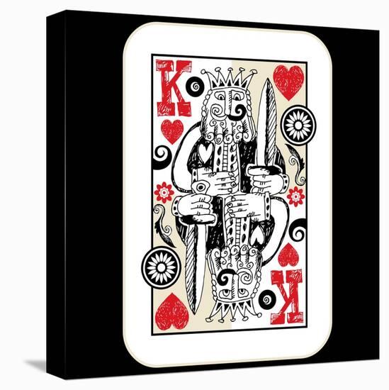 Hand Drawn Deck Of Cards, Doodle King Of Hearts-Andriy Zholudyev-Stretched Canvas