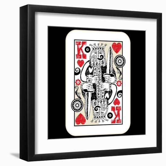 Hand Drawn Deck Of Cards, Doodle King Of Hearts-Andriy Zholudyev-Framed Art Print