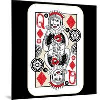 Hand Drawn Deck Of Cards, Doodle Queen Of Diamonds-Andriy Zholudyev-Mounted Art Print