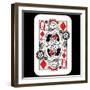 Hand Drawn Deck Of Cards, Doodle Queen Of Diamonds-Andriy Zholudyev-Framed Art Print