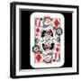 Hand Drawn Deck Of Cards, Doodle Queen Of Diamonds-Andriy Zholudyev-Framed Art Print