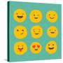 Hand Drawn Emoticons, Colorful Emoji Icons with Communication Speech Bubbles-Marish-Stretched Canvas