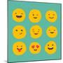 Hand Drawn Emoticons, Colorful Emoji Icons with Communication Speech Bubbles-Marish-Mounted Premium Giclee Print