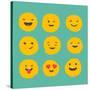 Hand Drawn Emoticons, Colorful Emoji Icons with Communication Speech Bubbles-Marish-Stretched Canvas