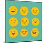 Hand Drawn Emoticons, Colorful Emoji Icons with Communication Speech Bubbles-Marish-Mounted Art Print